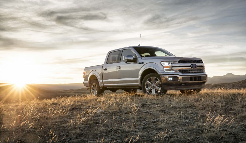 2018 Ford F-150 Lariat A 2018 Ford F-150 Lariat sitting atop a grassy hill