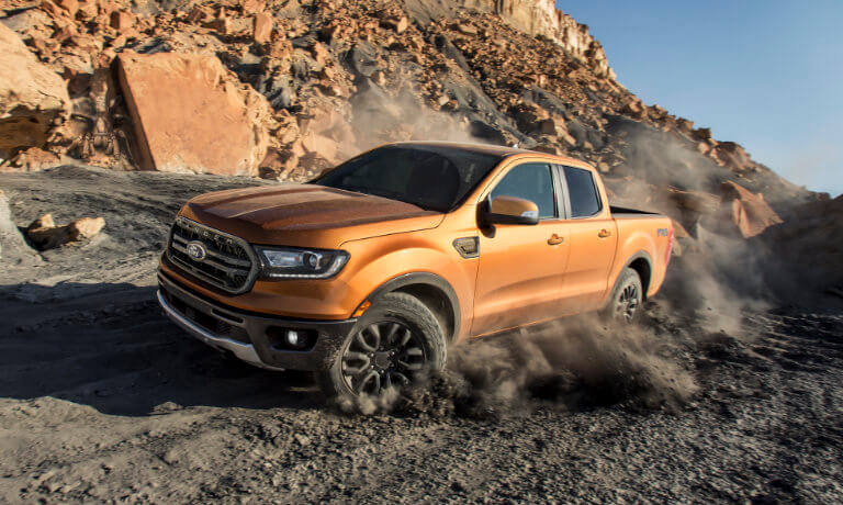 2021 Ford Ranger offroad on rocky terrain