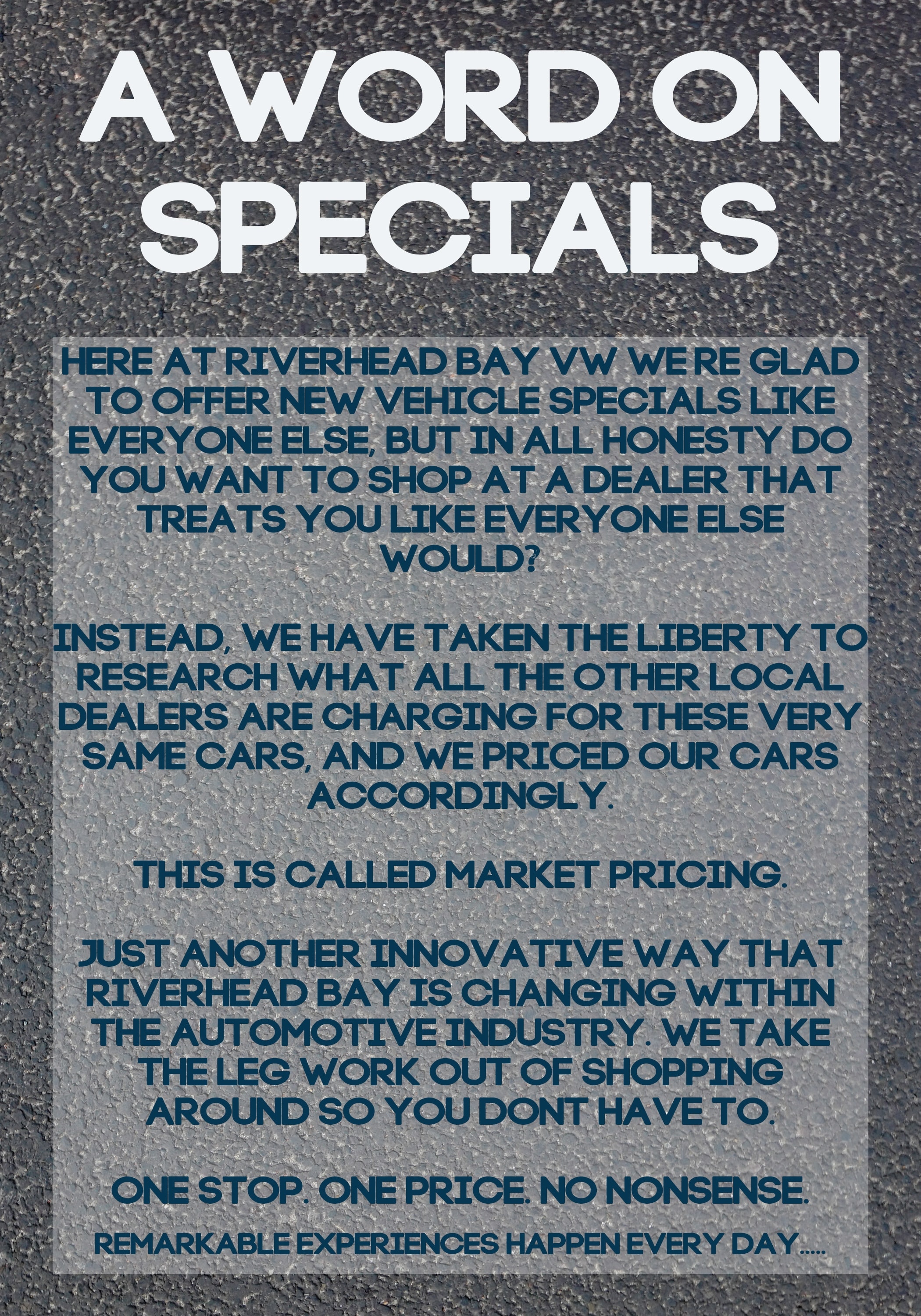 A Word on Specials