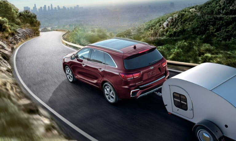2020 Kia Sorento towing on the highway