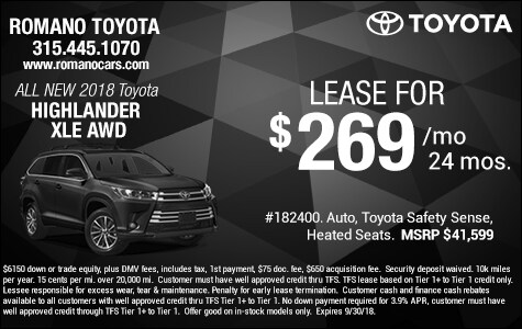 New 2018 Toyota Highlander XLE Leases E. Syracuse New 2018 Toyota Highlander XLE Leases E. Syracuse