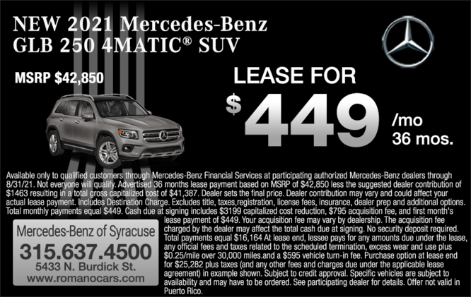 New 2021 Mercedes-Benz GLB 250 Lease
