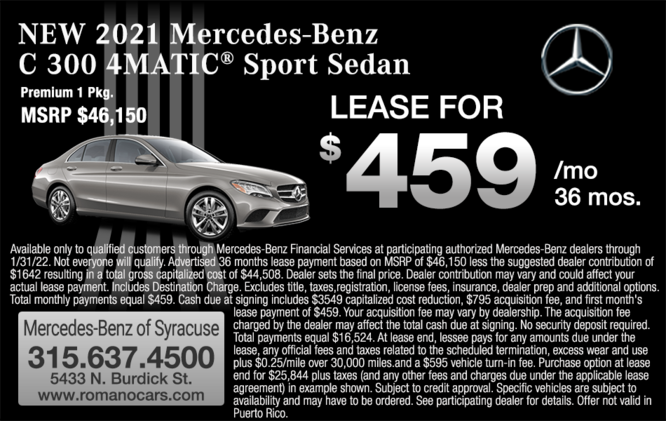 New 2021 Mercedes-Benz C 300 Sedan Leases