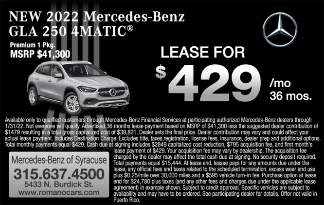 New 2022 Mercedes-Benz GLA 250 Leases