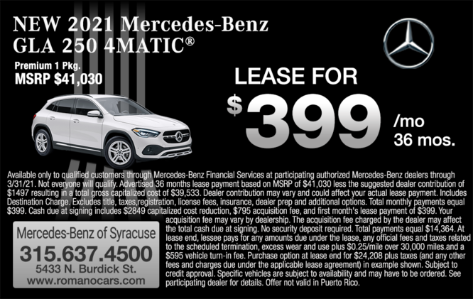 New 2021 GLA 250 4MATIC SUV Leases New 2021 GLA 250 4MATIC SUV Leases