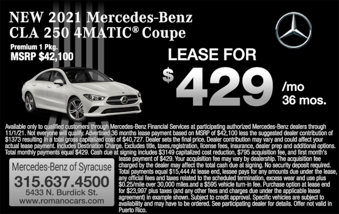 New 2021 Mercedes-Benz CLA 250 4MATIC Coupe Leases New 2021 Mercedes-Benz CLA 250 4MATIC Coupe Leases
