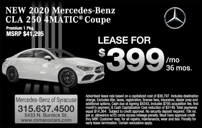 New 2020 Mercedes-Benz CLA 250 4MATIC Coupe Leases New 2020 Mercedes-Benz CLA 250 4MATIC Coupe Leases
