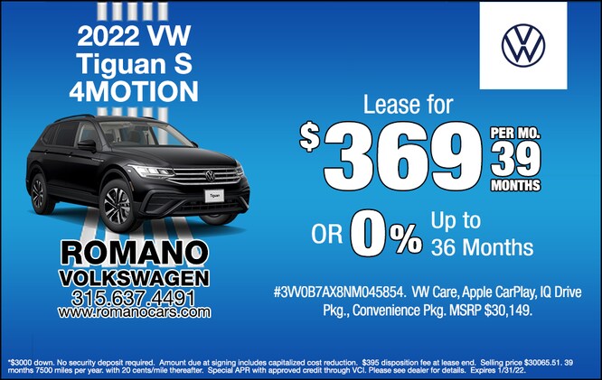 New 2022 VW Tiguan S 4MOTION Leases
