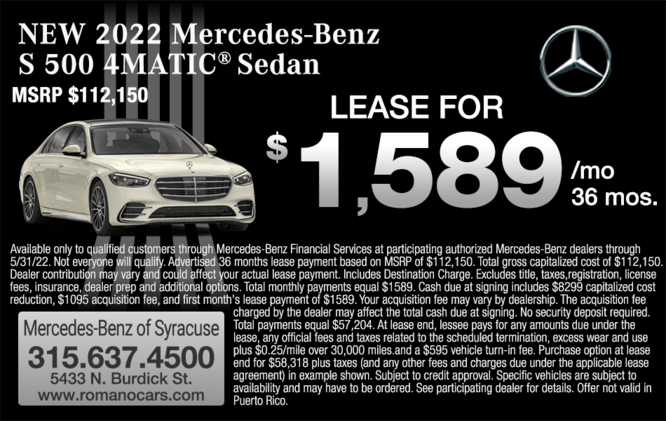 New 2022 Mercedes-Benz S 500 Sedan Leases New 2022 Mercedes-Benz S 500 Sedan Leases