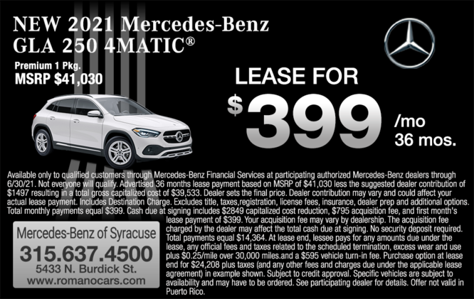 New 2021 GLA 250 4MATIC SUV Leases New 2021 GLA 250 4MATIC SUV Leases