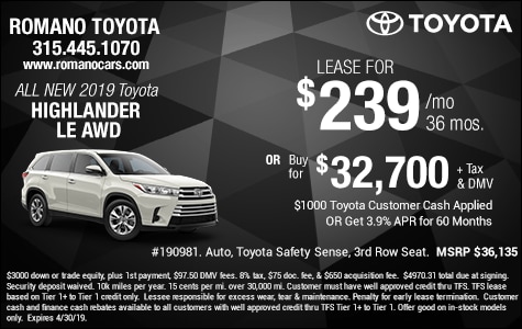 New 2019 Toyota Highlander Leases New 2019 Toyota Highlander Leases