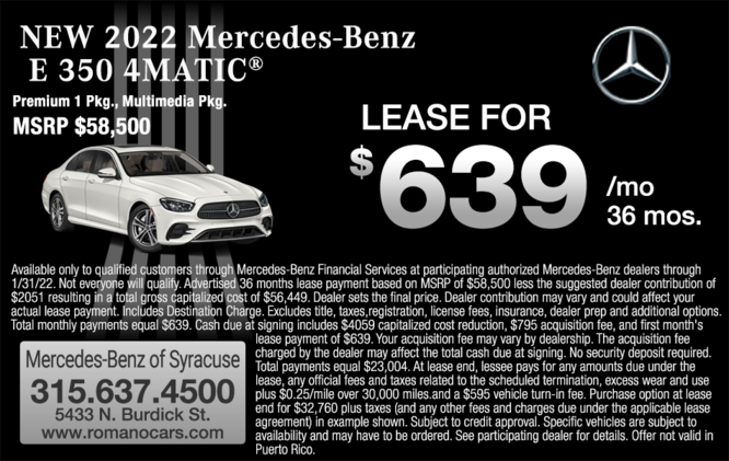 New 2022 Mercedes-Benz E 350 Sedan Lease