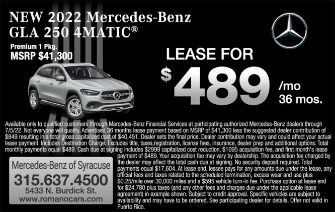New 2022 Mercedes-Benz GLA 250 Leases New 2022 Mercedes-Benz GLA 250 Leases