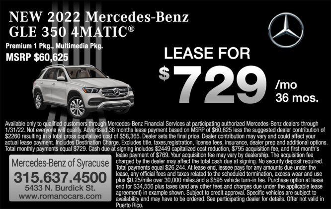 New 2022 Mercedes-Benz GLE 350 4MATIC Leases