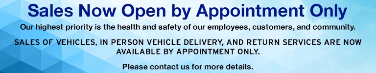 Sales Open by
Appointment Only Sales Open by Appointment Only