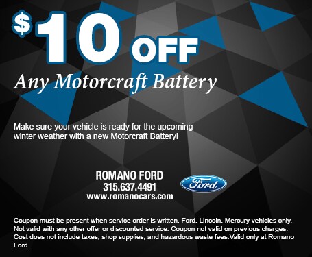 $10 Off Motorcraft Batteries at Romano Ford $10 Off Motorcraft Batteries at Romano Ford