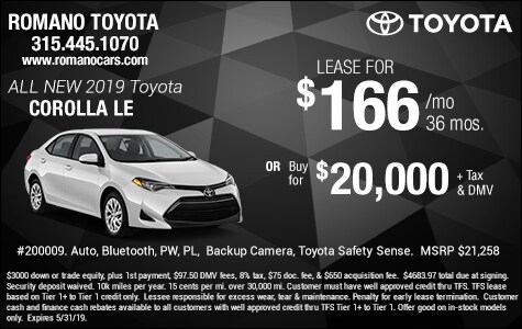 New 2019 Toyota Corolla LE Leases E. Syracuse New 2019 Toyota Corolla LE Leases E. Syracuse