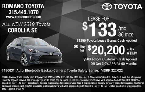 New 2019 Toyota Corolla LE Leases E. Syracuse New 2019 Toyota Corolla LE Leases E. Syracuse