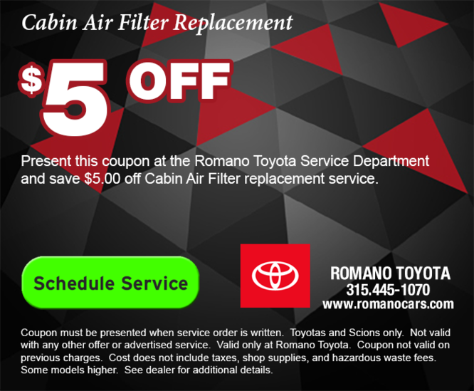 $5 Off Cabin Air Filter Replacement $5 Off Cabin Air Filter Replacement