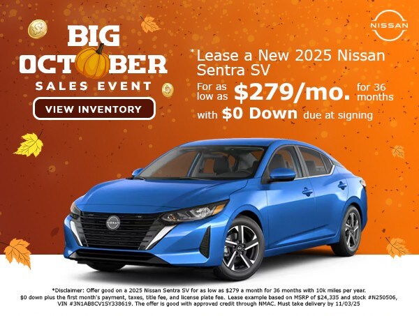2025 Nissan Sentra SV lease offer in Cuyahoga Falls