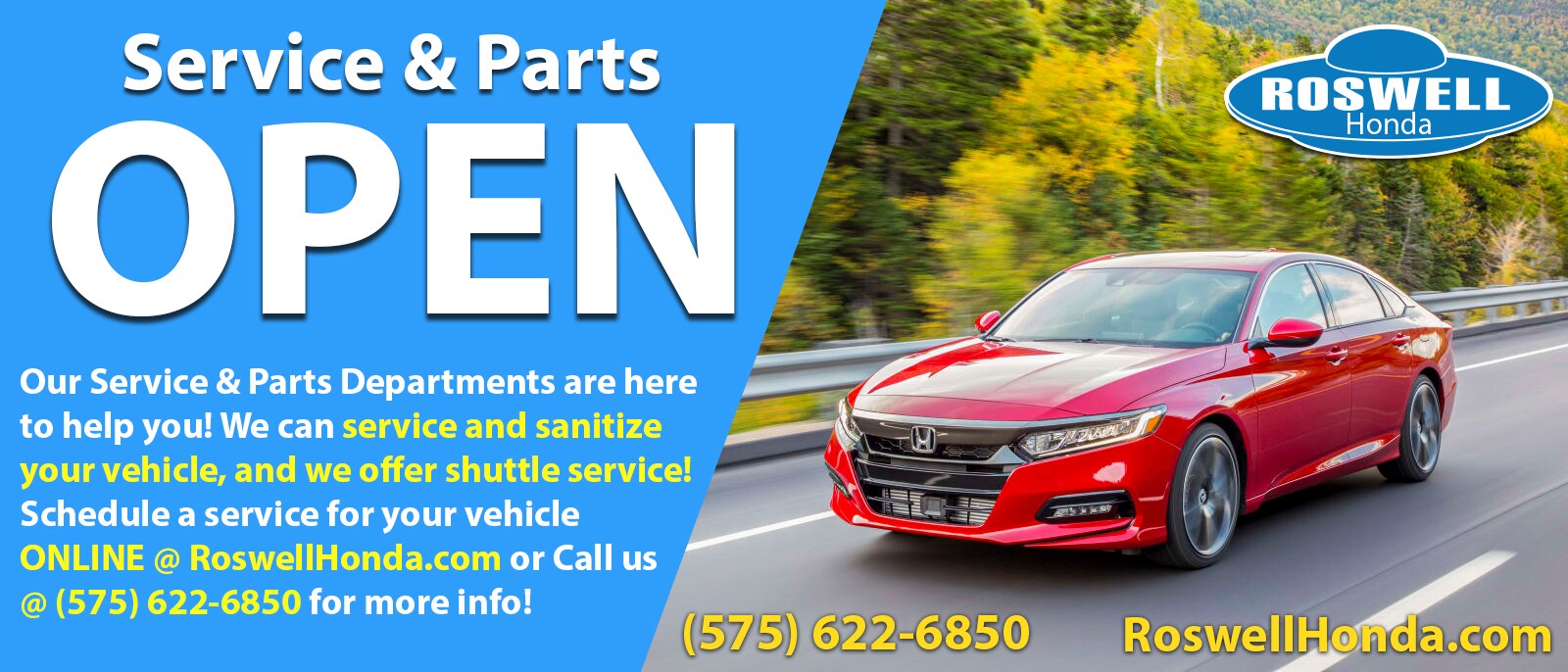HO- Service and Parts Open Website Banner.jpg