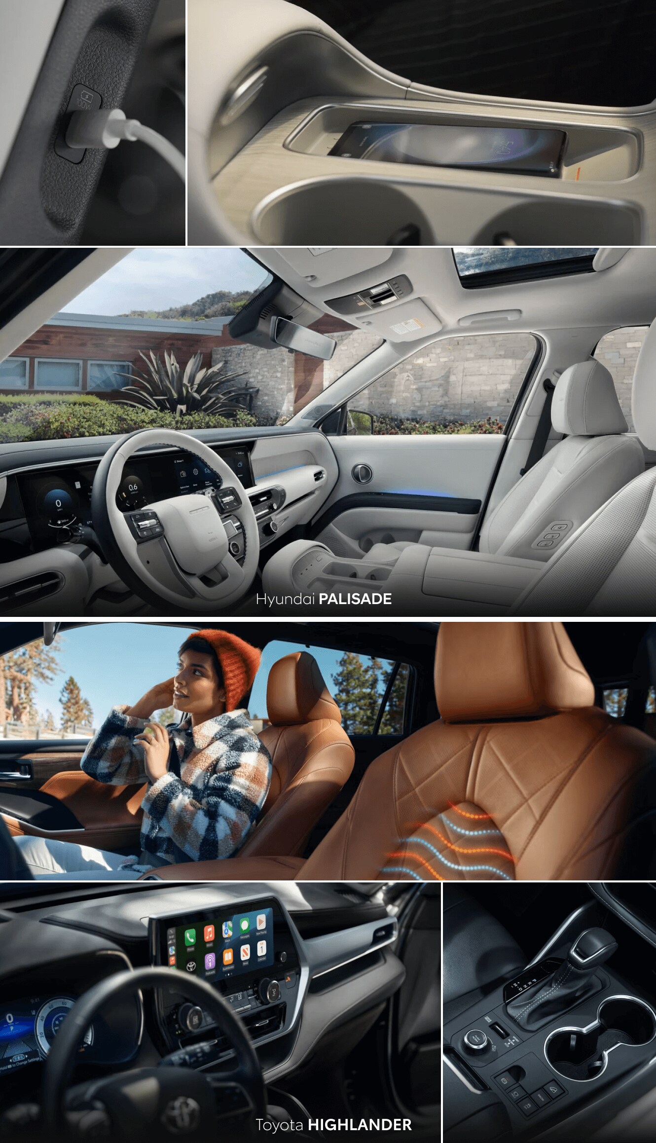 Hyundai Palisade vs. Toyota Highlander Interior Features