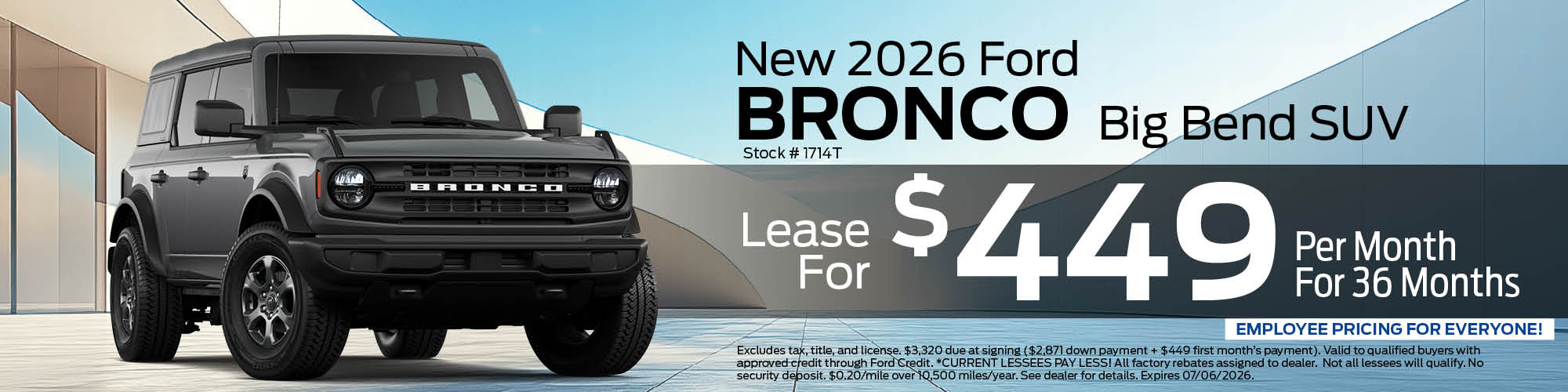 New 2026 Ford Bronco Bid Bend Lease for $449/mo.