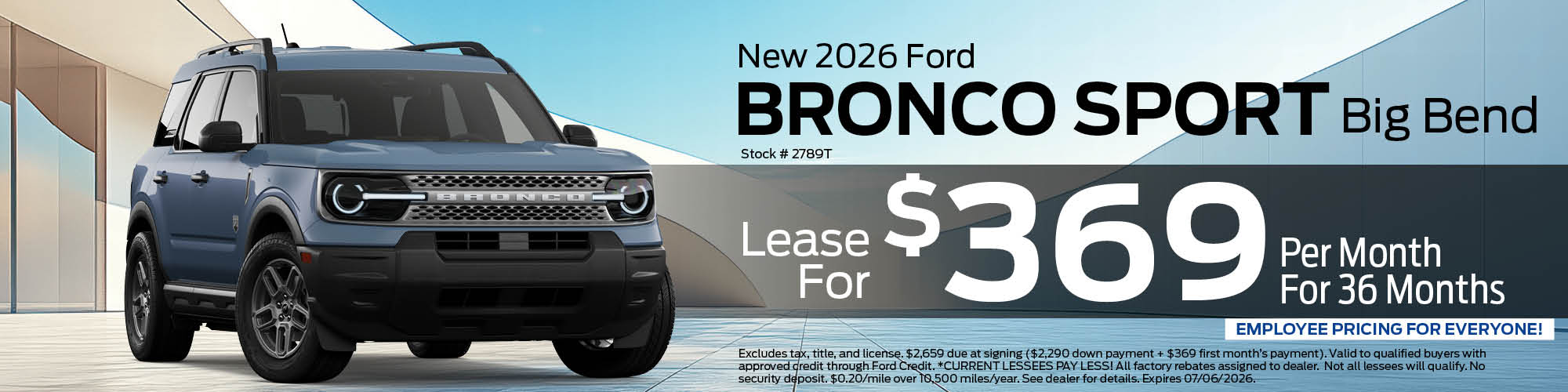 New 2026 Ford Bronco Sport Lease for $369/mo.