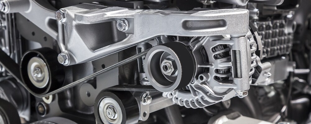 close up of truck alternator