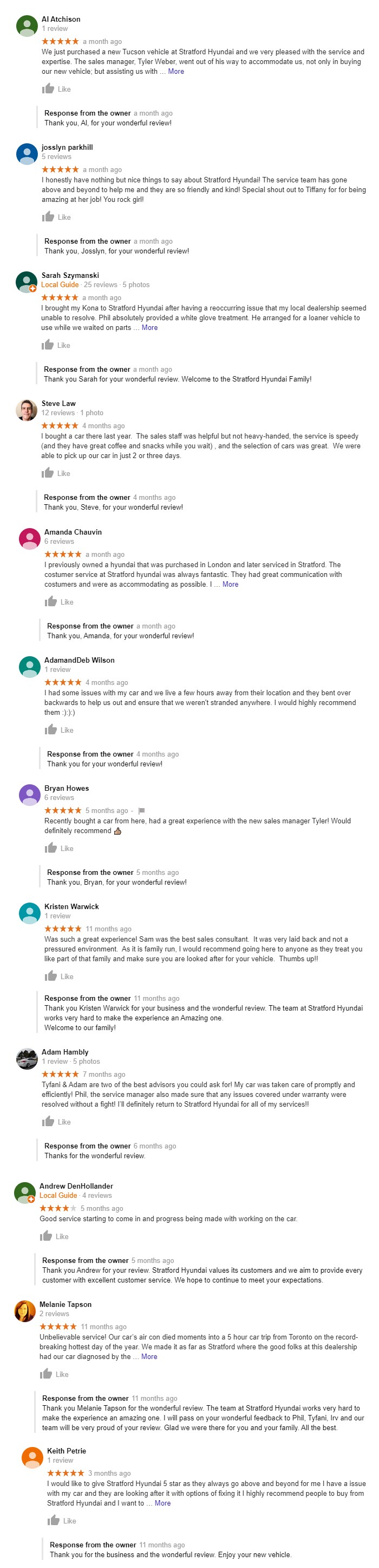 Stratford Hyundai Dealership Reviews on Google