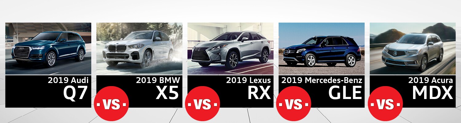 2019 Audi Q7 vs BMW X5 vs Lexus RX vs Mercedes-Benz GLE vs Acura MDX