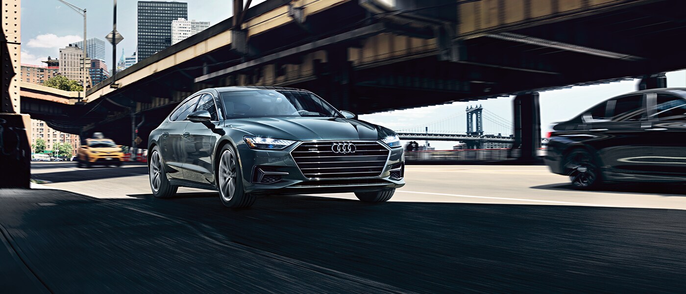 Audi A7 driving in the city