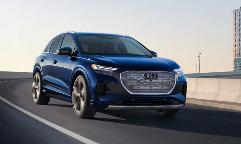 2022 Audi Q4 e-tron exterior driving on highway