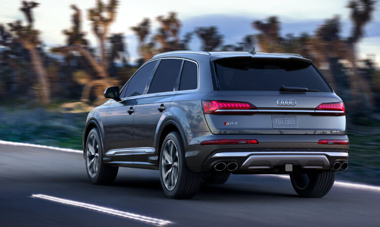 2023 Audi SQ7 exterior driving away on desert highway