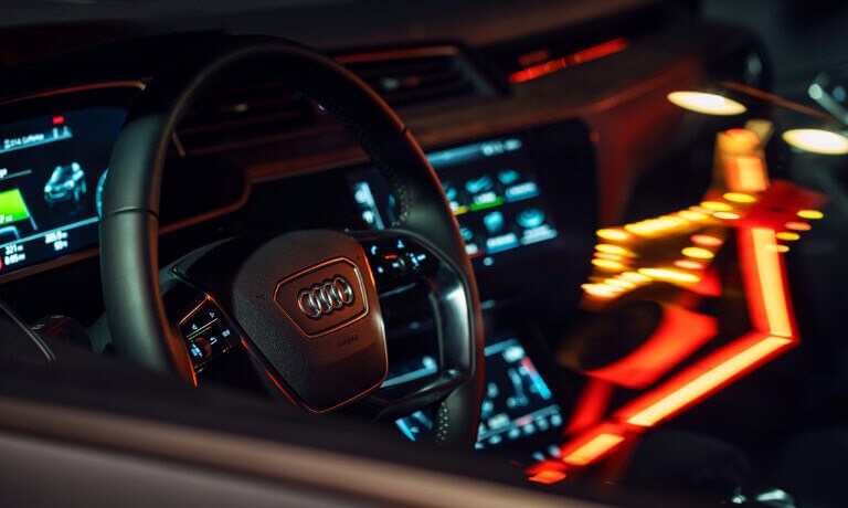 2023 Audi e-tron® Sportback interior tech at night