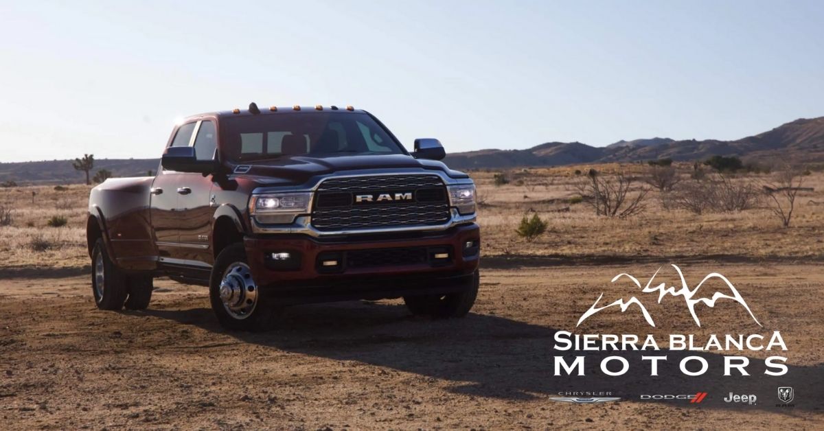 Maroon 2021 RAM 3500 In The Desert With Hills In The Background.jpg