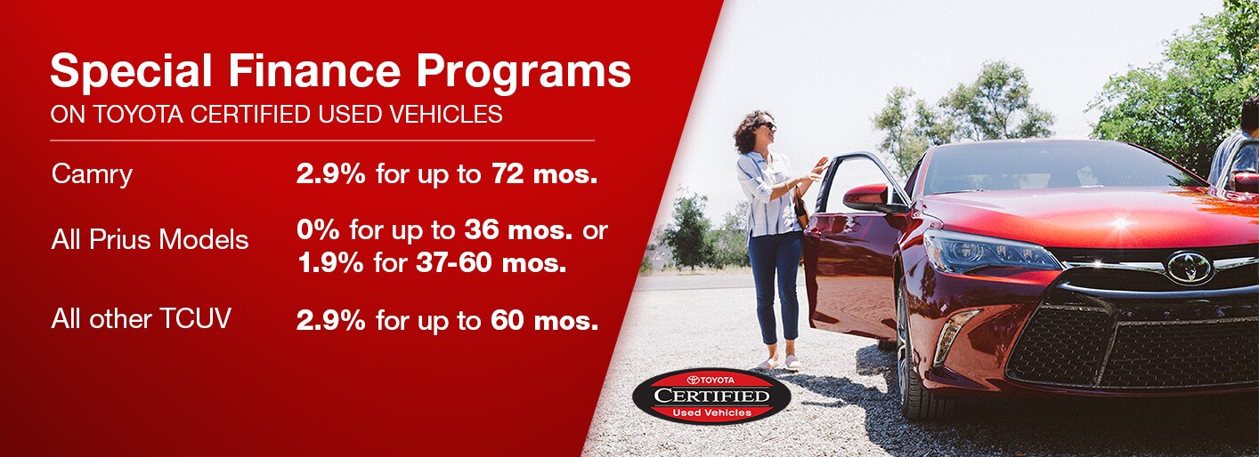 Sierra Toyota_1414x514_August2017 TCUV.jpg Finance Rates as low as 0% on Toyota Certified Used Vehicles at Sierra Toyota