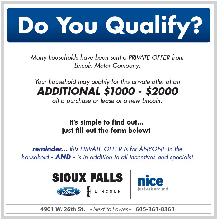 Lincoln Private Offer in Sioux Falls