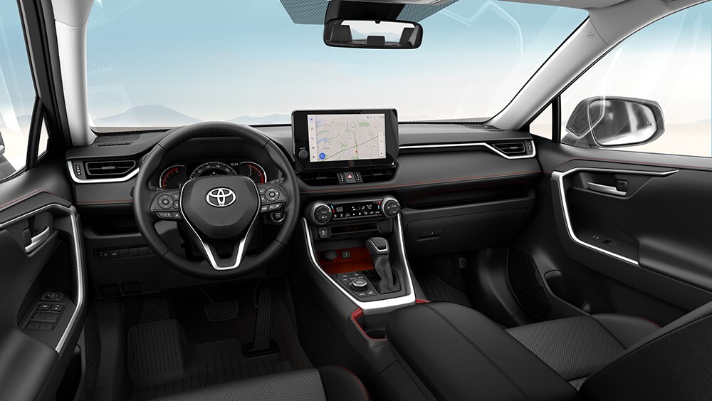 2024 Toyota RAV4 Black SofTex® Trim Front Row Interior.