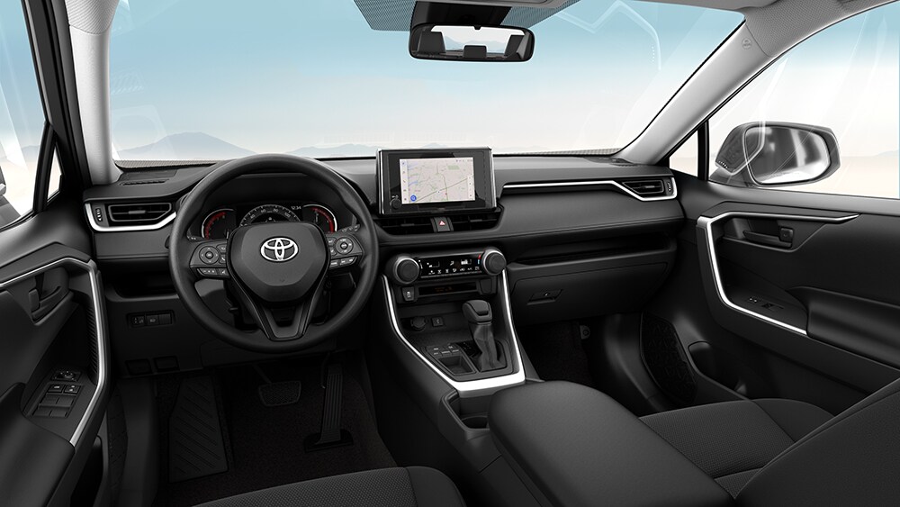 2024 Toyota RAV4 Black Fabric Front Row Interior.