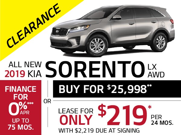 Kia Sorento 0% APR for up to 75 Months