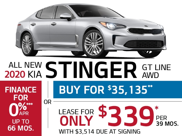 2020 Kia Stinger 0% APR for up to 66 Months