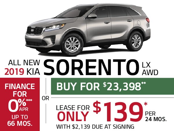 2019 Kia Sorento Lease for $139 per month