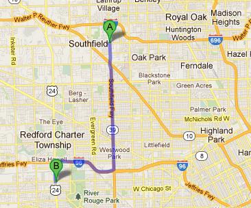 Directions From Southfield