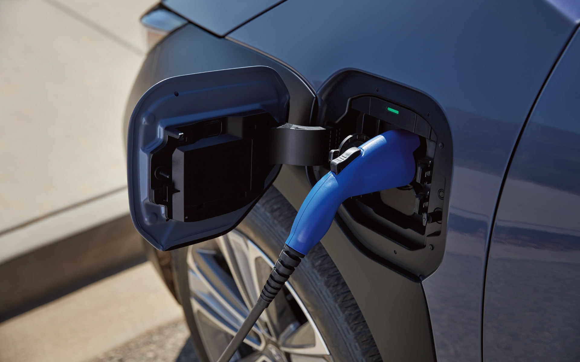 A close-up of the charging port on the 2023 Solterra