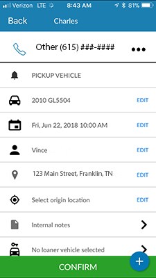 Scheduling Vehicle Pickup for Mercedes-Benz Service in Nashville