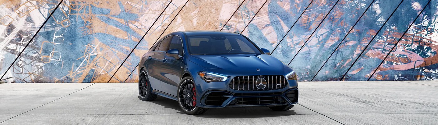 Mercedes-Benz AMG CLA 45 Mercedes-Benz AMG CLA 45 parked by modern art