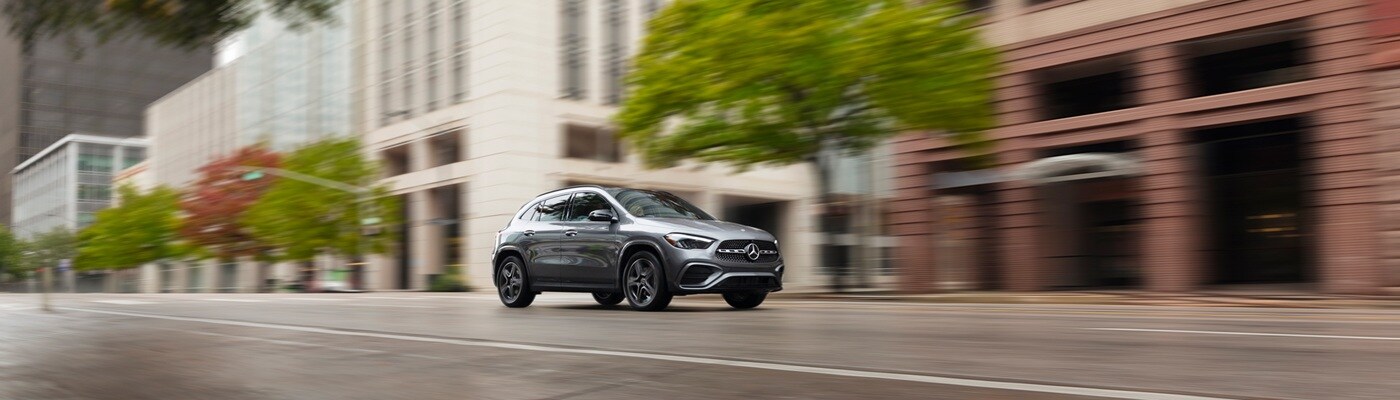 Mercedes-Benz AMG GLA Mercedes-Benz AMG GLA 35 driving on a city street