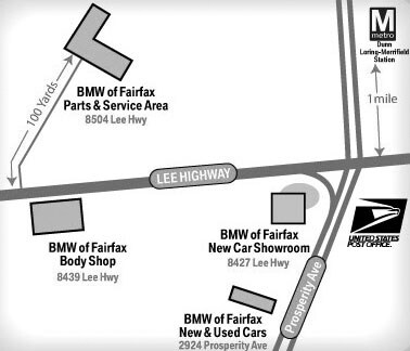 BMW of Fairfax Dealership and Service Center Map