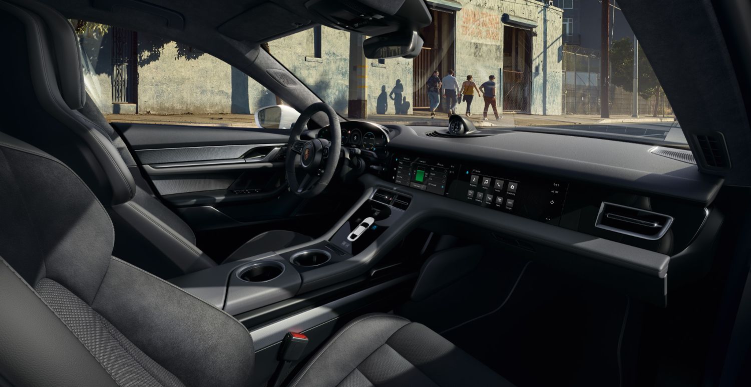 Porsche Taycan interior interior view of a Porsche Taycan